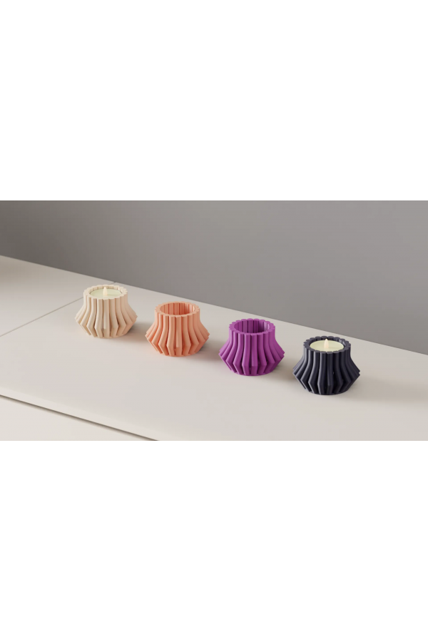 Kıvrımlı Halat Desenli Mumluk Seti (3’lü) – Doğal Tealight Standları
